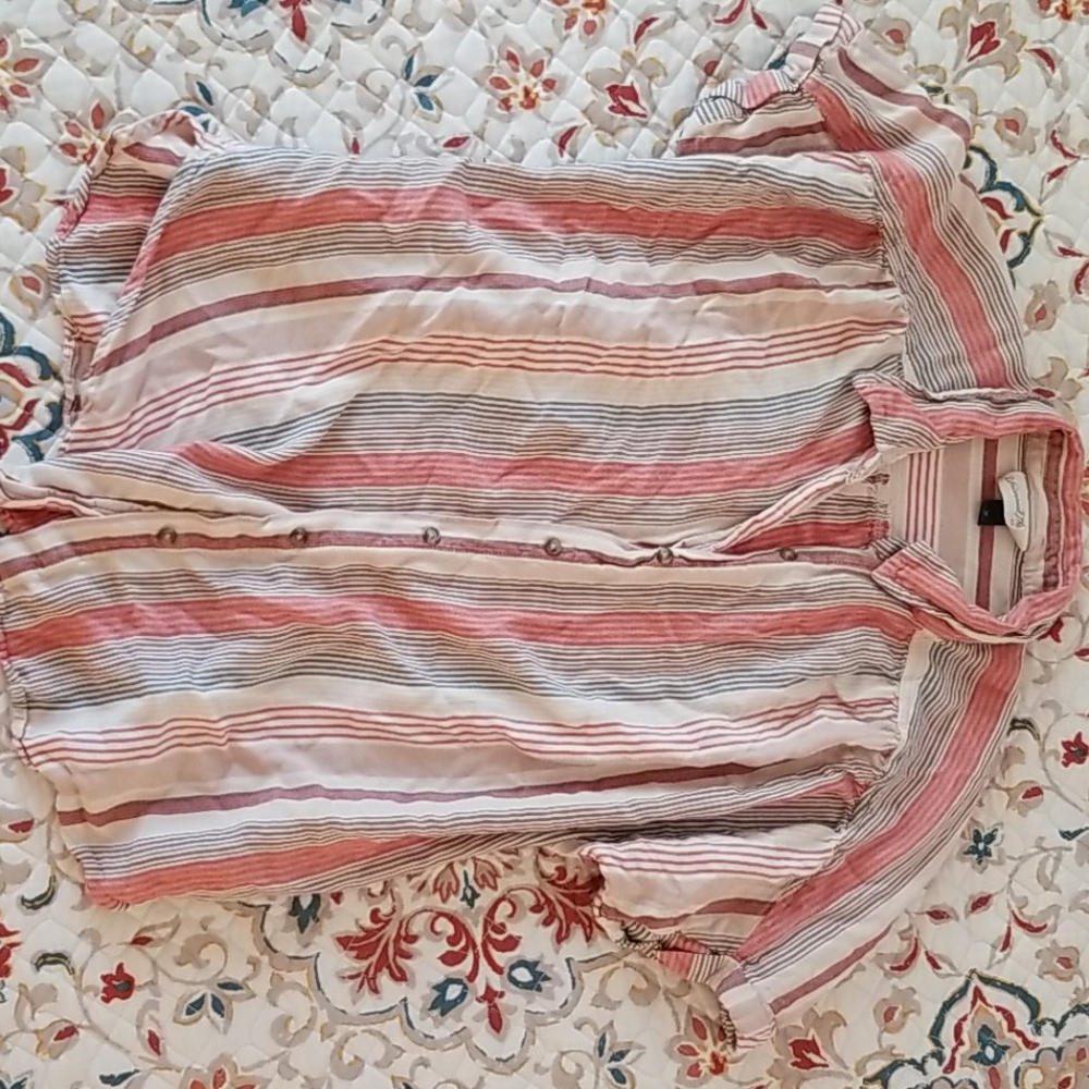 Button up rolled short sleeve over shirt